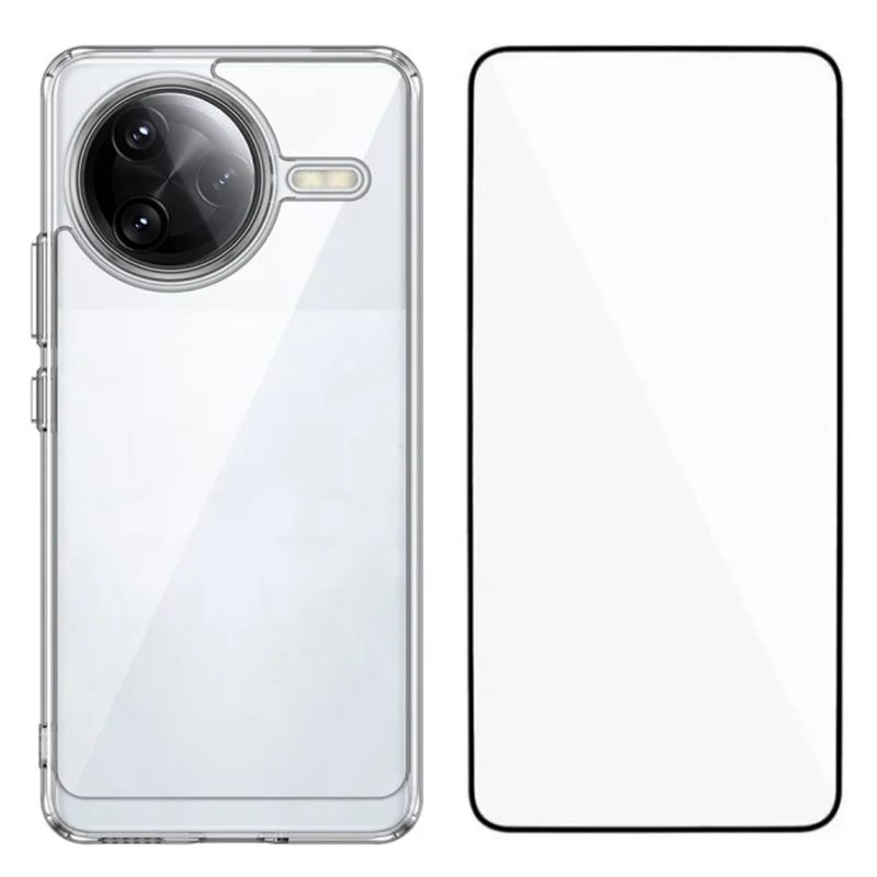 Capa para Xiaomi Redmi K80 Pro 5G da série MF da WANLONFENG, com cobertura de telefone de acrílico transparente em TPU e película de vidro temperado.