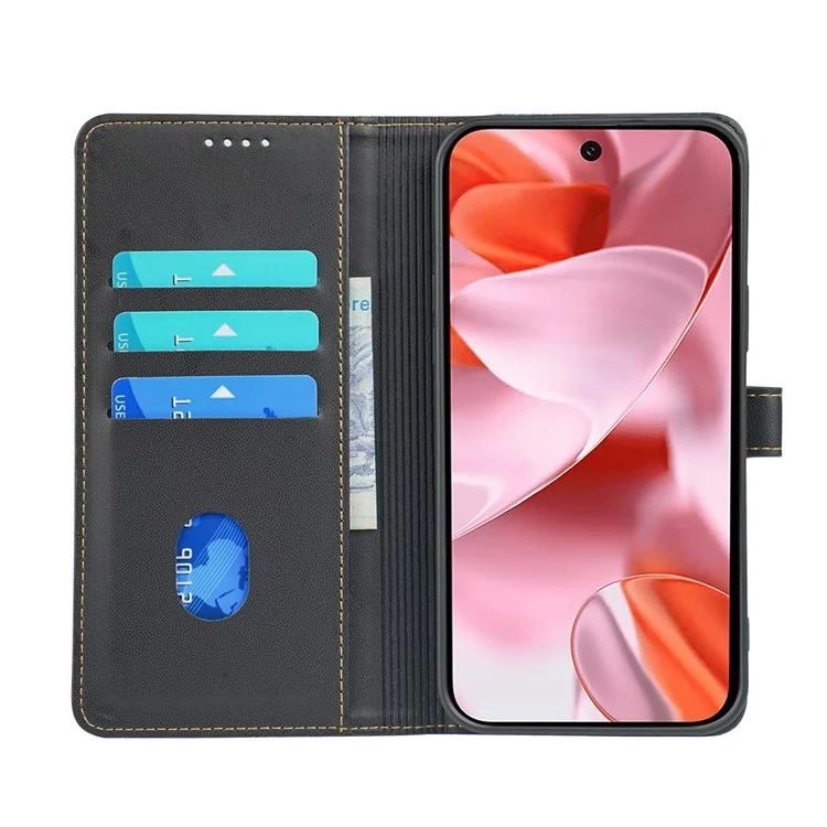 Funda para Google Pixel 9 / Pixel 9 Pro Cierre magnético Trébol de cuatro hojas Cubierta de teléfono de cuero - Negro
