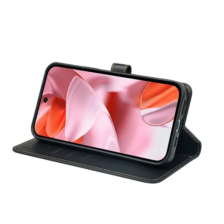 Funda para Google Pixel 9 / Pixel 9 Pro Cierre magnético Trébol de cuatro hojas Cubierta de teléfono de cuero - Negro