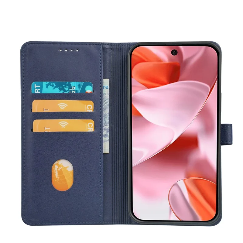For Google Pixel 9 / Pixel 9 Pro Case Magnetic Clasp Four Leaf Clover Leather Phone Cover - Blue
