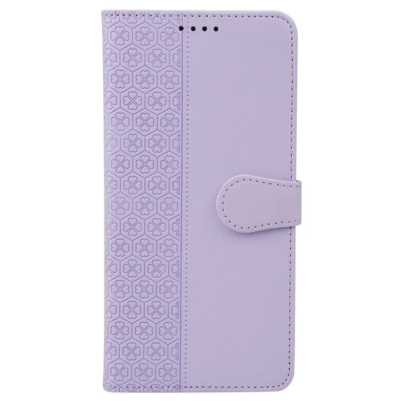 For Google Pixel 9 Pro XL Case Magnetic Clasp Four Leaf Clover Leather Phone Cover - Light Purple