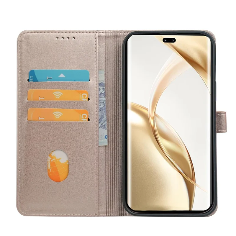 For Honor 200 Pro 5G Case Magnetic Clasp Four Leaf Clover Leather Phone Cover - Rose Gold