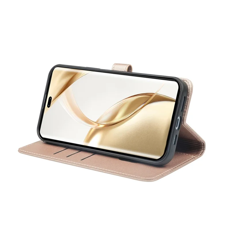 For Honor 200 Pro 5G Case Magnetic Clasp Four Leaf Clover Leather Phone Cover - Rose Gold