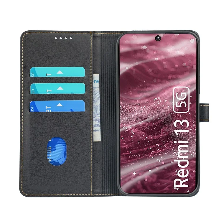 Capa para Xiaomi Redmi 13 4G / 5G com fecho magnético e design de trevo de quatro folhas - Preto
