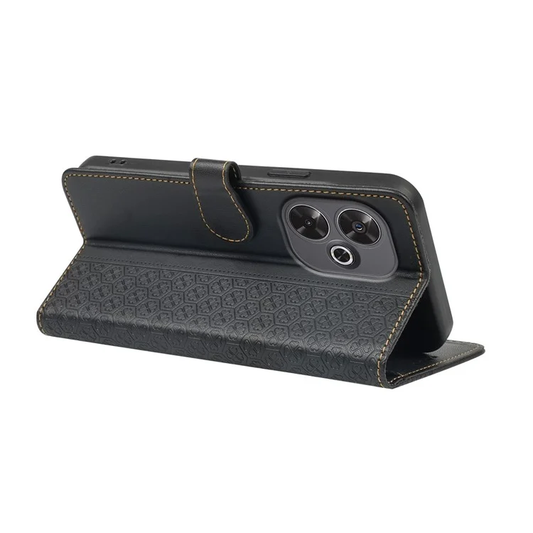 Capa para Xiaomi Redmi 13 4G / 5G com fecho magnético e design de trevo de quatro folhas - Preto