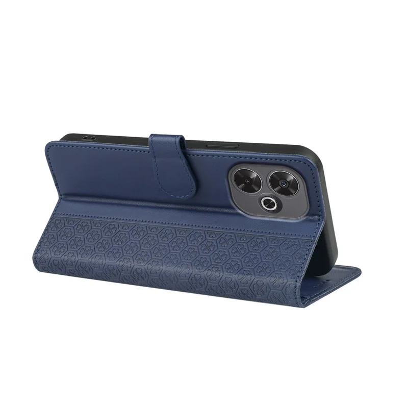 For Xiaomi Redmi 13 4G / 5G Case Magnetic Clasp Four Leaf Clover Leather Phone Cover - Blue