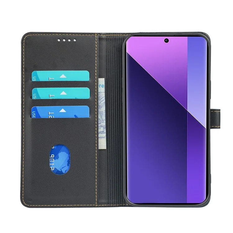For Xiaomi Redmi Note 13 Pro+ 5G Case Magnetic Clasp Four Leaf Clover Leather Phone Cover - Black