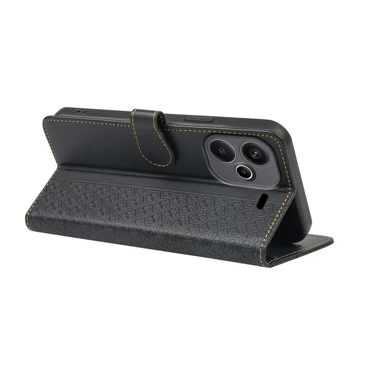 For Xiaomi Redmi Note 13 Pro+ 5G Case Magnetic Clasp Four Leaf Clover Leather Phone Cover - Black