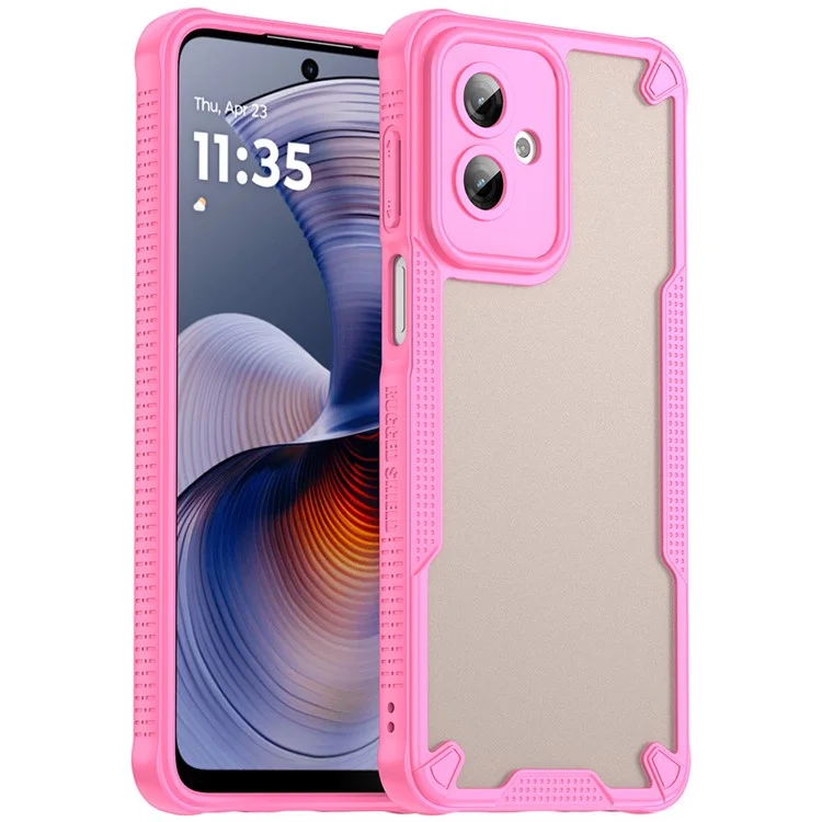 Funda para Motorola Moto G55 5G de la serie WANLONFENG MFFJ, de TPU anti-caídas + cubierta trasera de acrílico con película protectora de pantalla - Rosa
