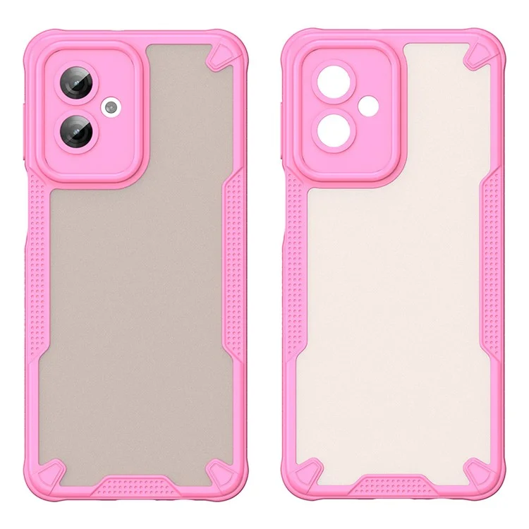 Funda para Motorola Moto G55 5G de la serie WANLONFENG MFFJ, de TPU anti-caídas + cubierta trasera de acrílico con película protectora de pantalla - Rosa