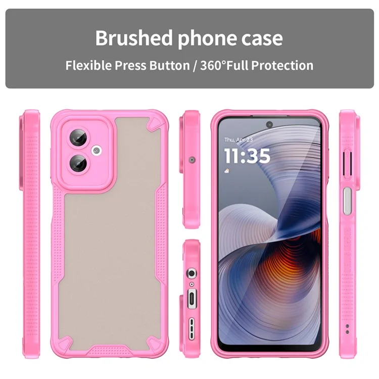Funda para Motorola Moto G55 5G de la serie WANLONFENG MFFJ, de TPU anti-caídas + cubierta trasera de acrílico con película protectora de pantalla - Rosa
