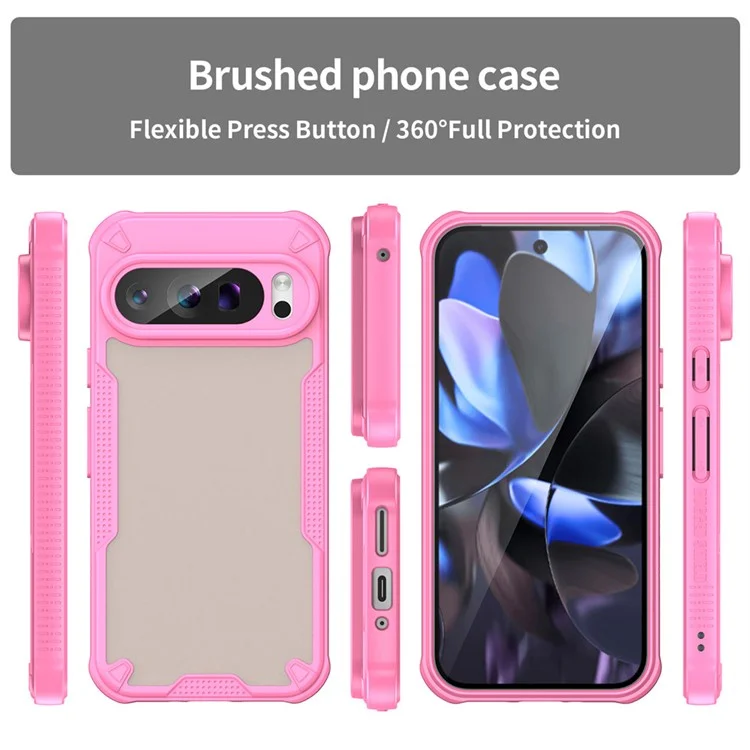 WANLONFENG MFFJ Series For Google Pixel 9 Pro XL Case Anti Drop TPU + Acrylic Phone Back Cover with Screen Film - Pink