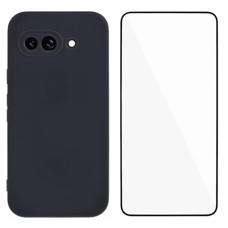 WANLONFENG RB2 Series for Google Pixel 9a Case Soft TPU Phone Cover with Screen Protector - Black