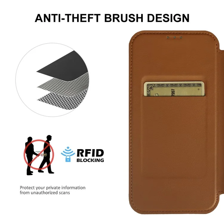 For iPhone 14 Pro Max Magnetic Case RCS Eco Friendly Phone Cover with RFID Blocking - Brown