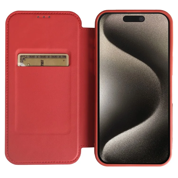 Capa magnética ecológica com suporte para iPhone 15 Pro, com bloqueio RFID - Vermelho