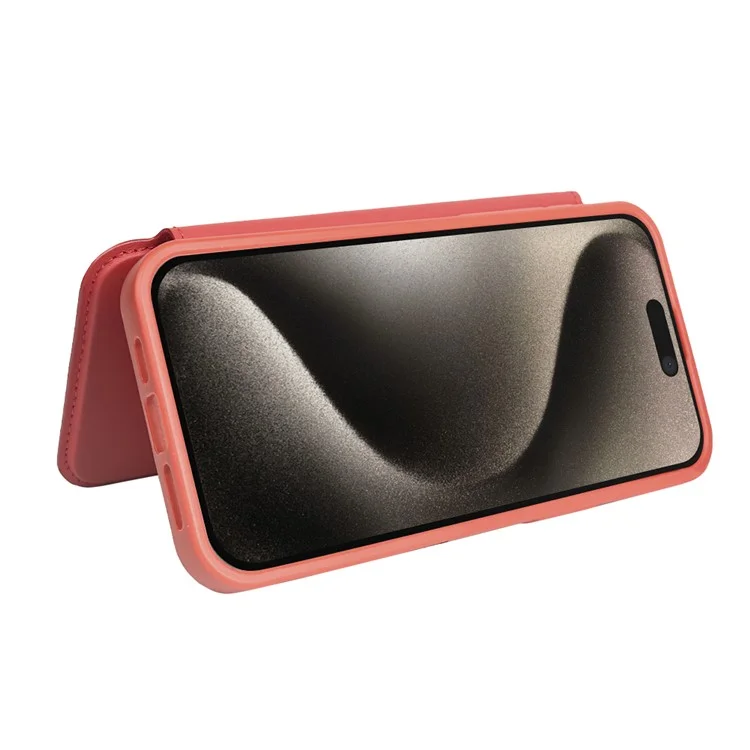 Capa magnética ecológica com suporte para iPhone 15 Pro, com bloqueio RFID - Vermelho