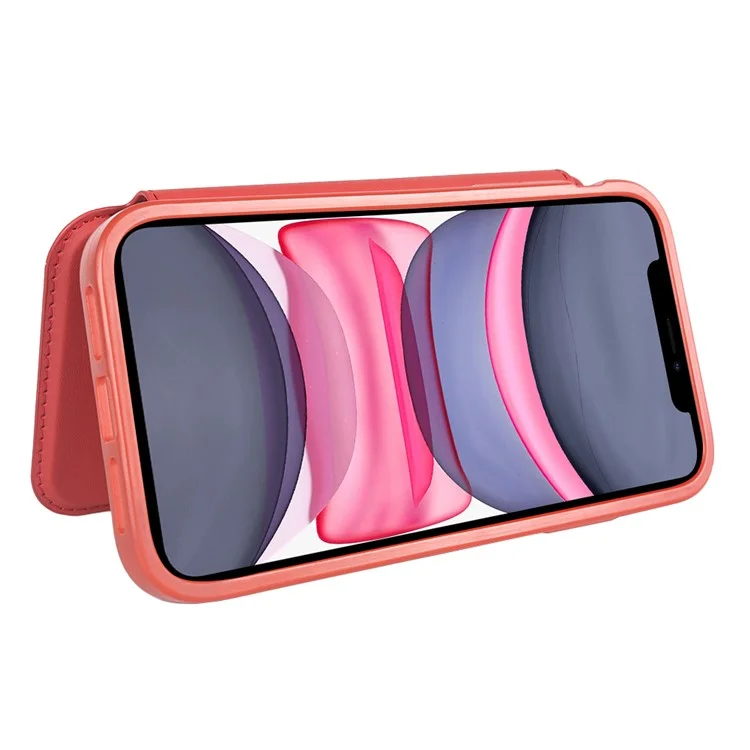 Capa magnética para iPhone 11, RCS, ecológica, com suporte, bloqueio RFID - Vermelha