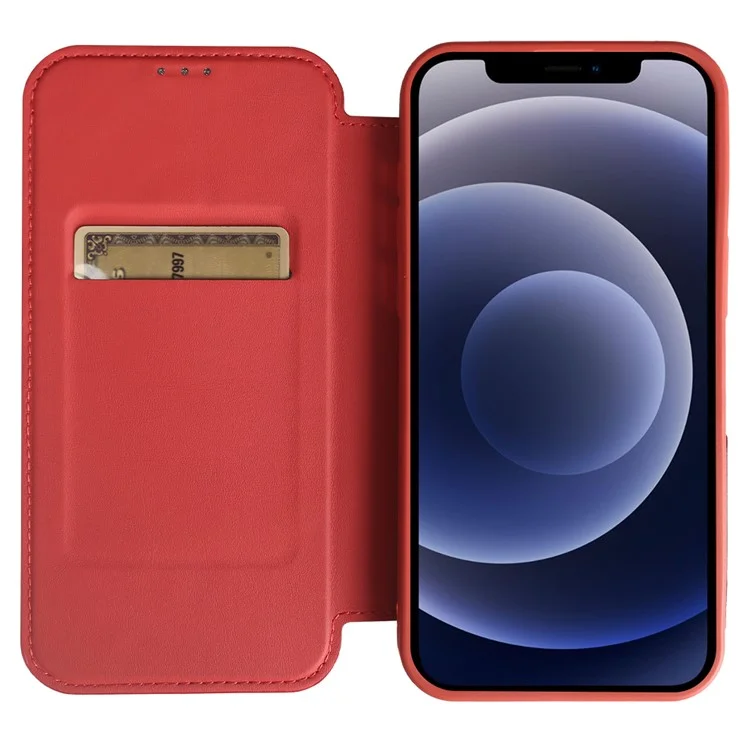 Capa magnética eco-amigável para iPhone 12 / 12 Pro com suporte e bloqueio RFID - Vermelho