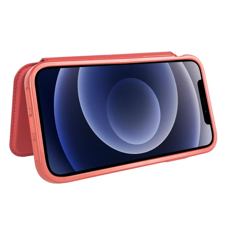 Capa magnética eco-amigável para iPhone 12 / 12 Pro com suporte e bloqueio RFID - Vermelho
