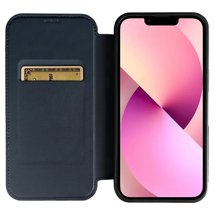 Capa magnética para iPhone 13 RCS, amiga do meio ambiente, com suporte, bloqueio RFID - Azul