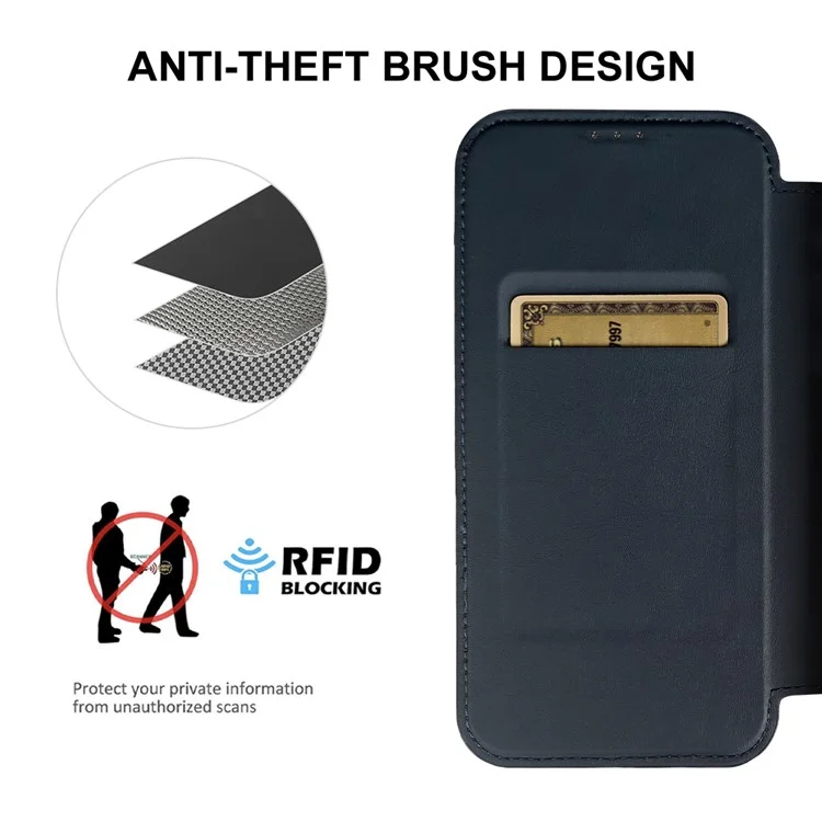 Capa magnética para iPhone 13 RCS, amiga do meio ambiente, com suporte, bloqueio RFID - Azul