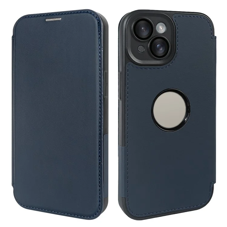 Capa magnética para iPhone 14 RCS, ecológica, com suporte, bloqueio RFID - Azul