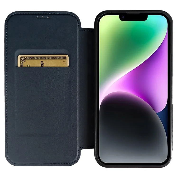 Capa magnética para iPhone 14 RCS, ecológica, com suporte, bloqueio RFID - Azul