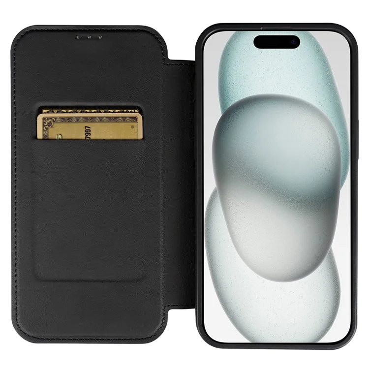 Für iPhone 15 Magnetische Hülle RCS Umweltfreundliche Handyhülle mit Ständer RFID-Blockierung - Schwarz