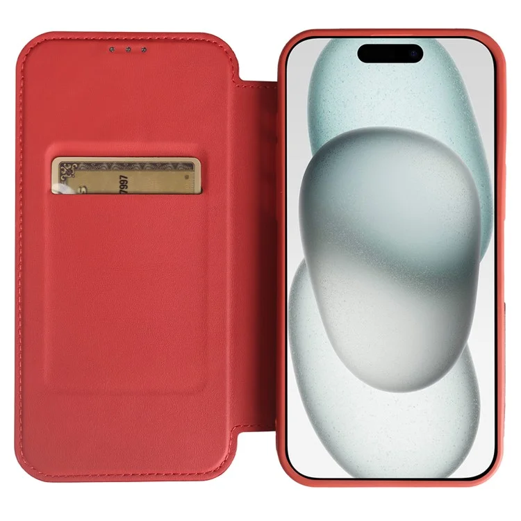 Für iPhone 15 Magnetische Hülle RCS umweltfreundliche Handyhülle mit Ständer RFID-Blocker - Rot