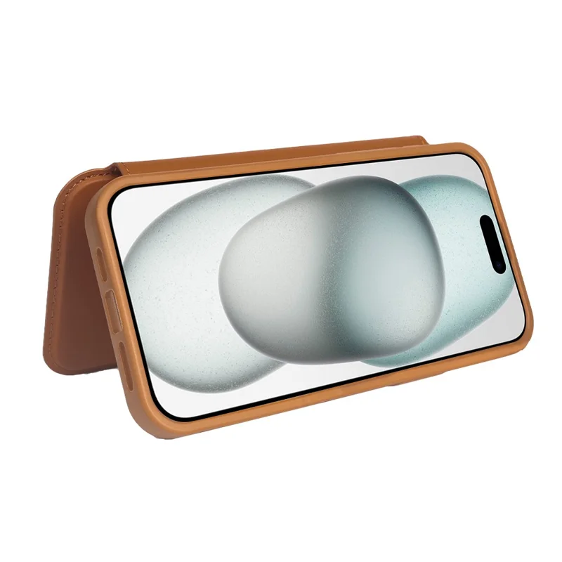 For iPhone 15 Magnetic Case RCS Eco Friendly Phone Cover with RFID Blocking - Brown
