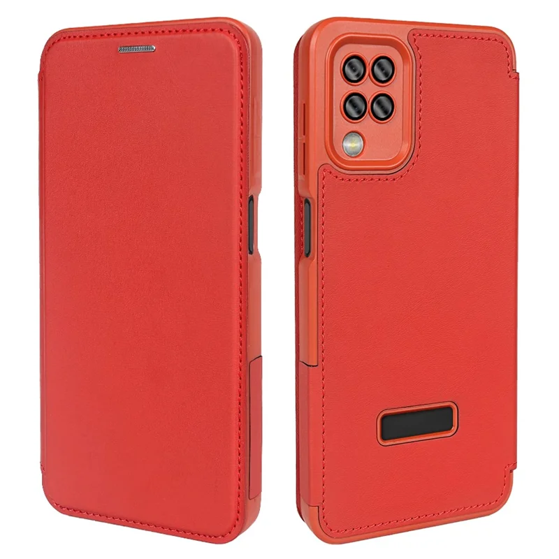 Capa magnética para Samsung Galaxy A12 RCS, amiga do meio ambiente, com suporte, bloqueio RFID - Vermelha