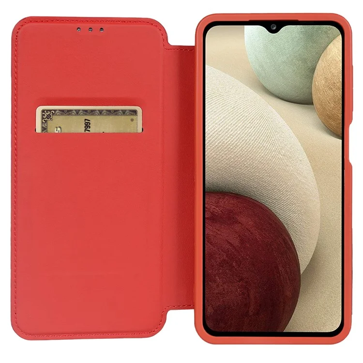 Capa magnética para Samsung Galaxy A12 RCS, amiga do meio ambiente, com suporte, bloqueio RFID - Vermelha