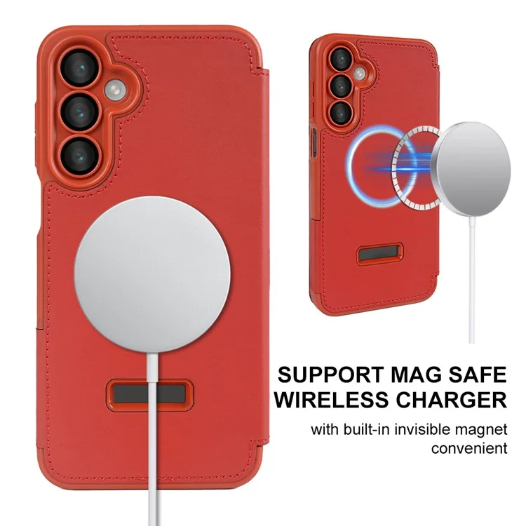 Étui magnétique pour Samsung Galaxy A16 5G, étui de téléphone écologique RCS avec support et blocage RFID - Rouge
