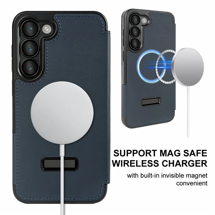 Für Samsung Galaxy S23+ magnetische Hülle RCS umweltfreundliche Handyhülle mit Ständer RFID-Blockierung - Blau