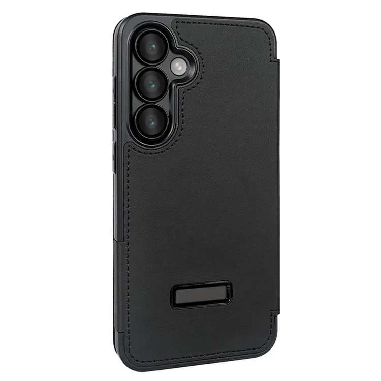 Для Samsung Galaxy S24 FE Магнитный чехол RCS экологически чистый чехол для телефона с подставкой RFID-блокировка - Черный