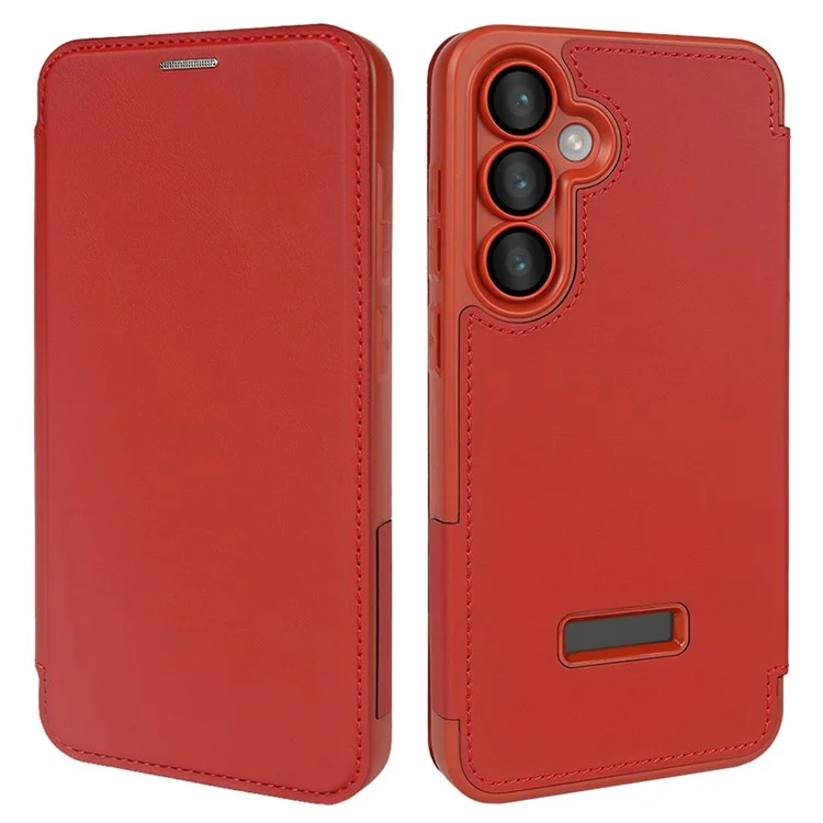 Capa magnética ecológica RCS para Samsung Galaxy S24 FE com suporte e bloqueio RFID - Vermelho