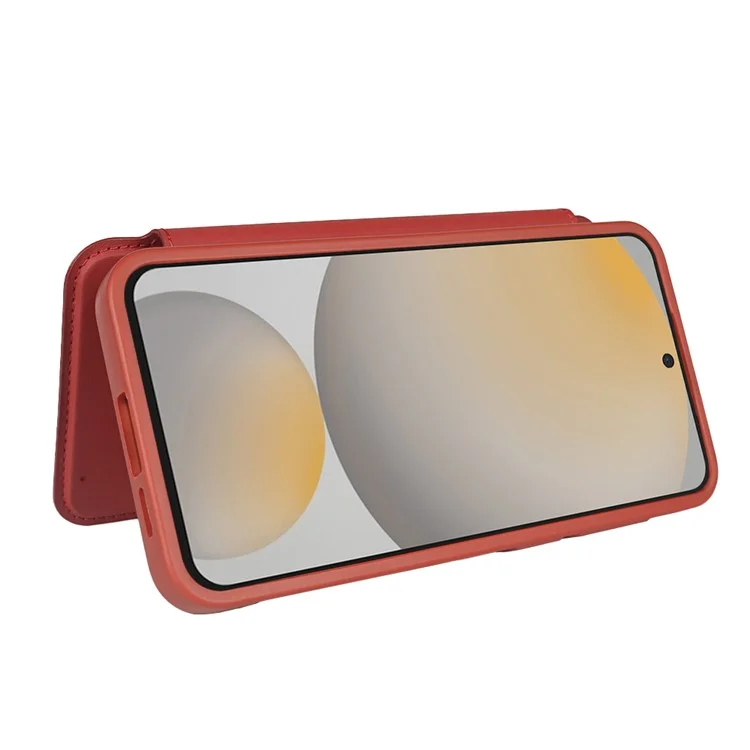 Capa magnética ecológica RCS para Samsung Galaxy S24 FE com suporte e bloqueio RFID - Vermelho