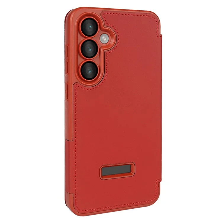 Capa magnética ecológica RCS para Samsung Galaxy S24 FE com suporte e bloqueio RFID - Vermelho