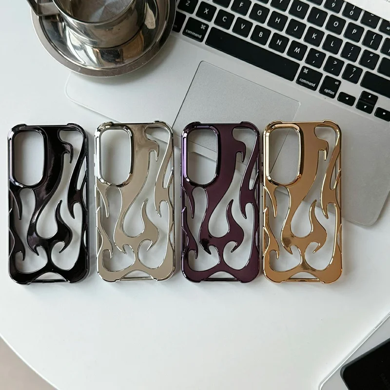 Voor Samsung Galaxy S25+ Hoesje Holle Vlam Design Gegalvaniseerd TPU Telefoonhoesje - Zwart