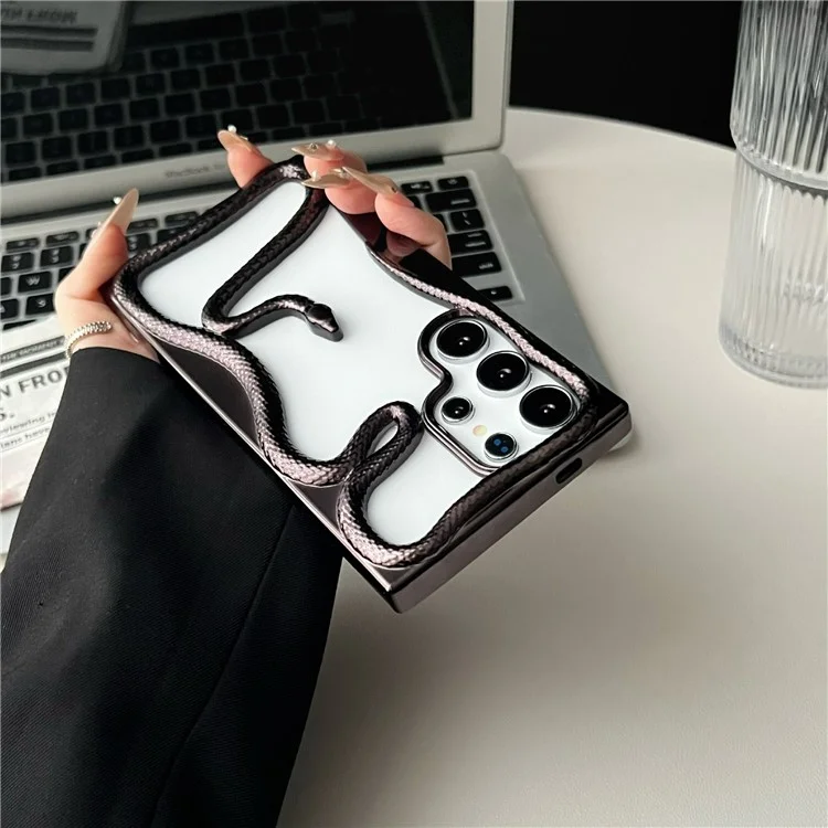 Coque pour Samsung Galaxy S22 Ultra, design serpent creux en TPU - Noir électrolytique