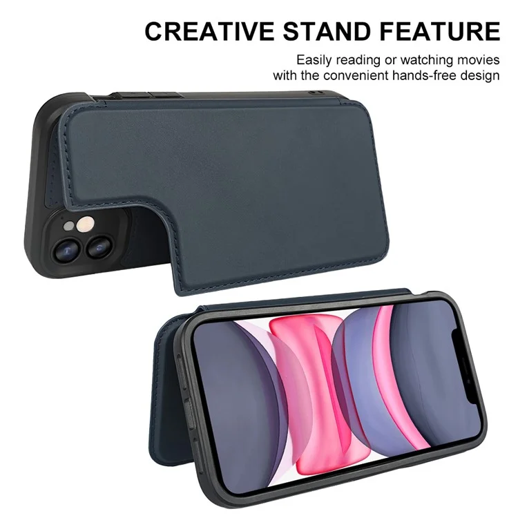 Pour iPhone 11 Étui Magnétique RCS Écologique à Rabat avec Support et Blocage RFID - Bleu