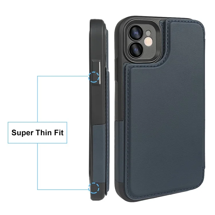 Pour iPhone 11 Étui Magnétique RCS Écologique à Rabat avec Support et Blocage RFID - Bleu