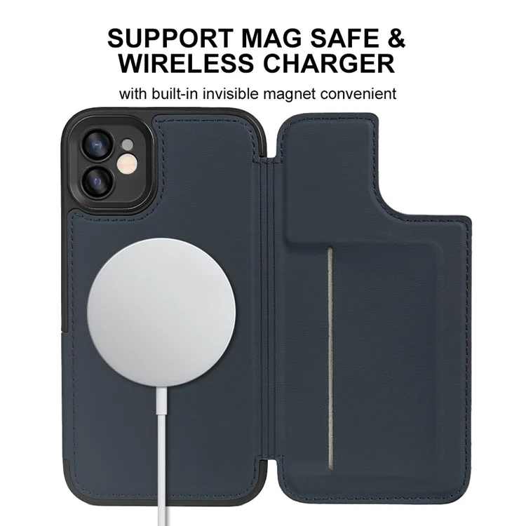 Pour iPhone 11 Étui Magnétique RCS Écologique à Rabat avec Support et Blocage RFID - Bleu