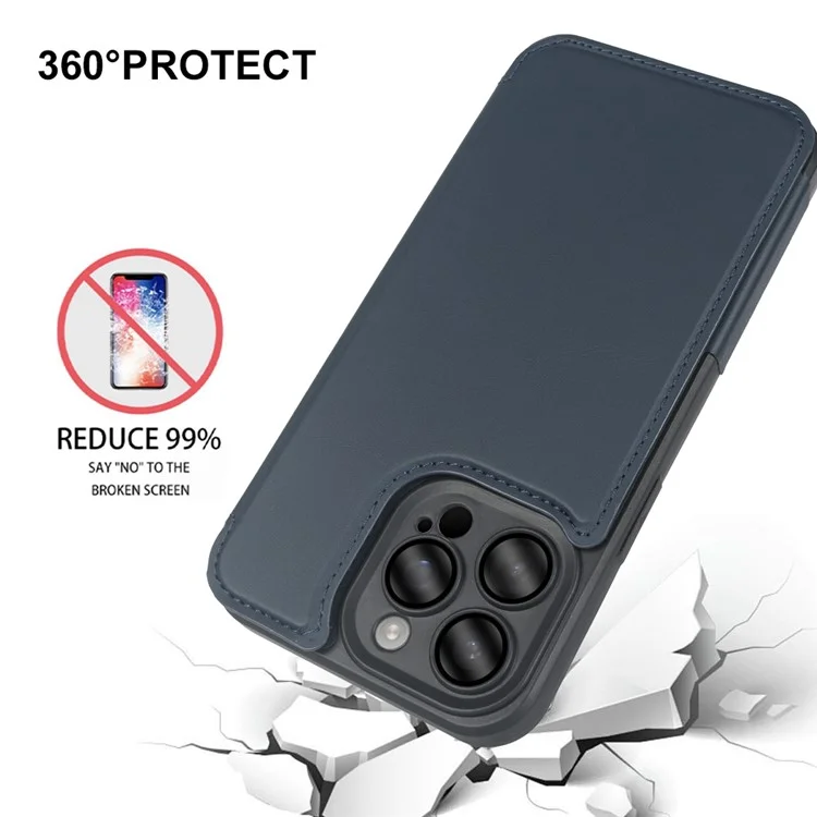 Für iPhone 13 Pro Max Magnetische Hülle RCS umweltfreundlicher Klapphülle mit Ständer RFID-Blockierung - Blau