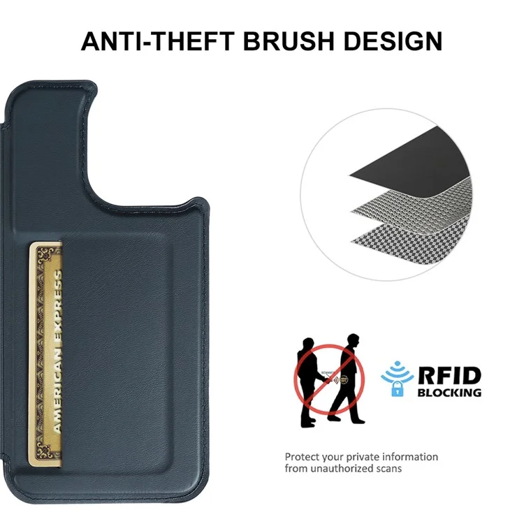 Für iPhone 13 Pro Max Magnetische Hülle RCS umweltfreundlicher Klapphülle mit Ständer RFID-Blockierung - Blau
