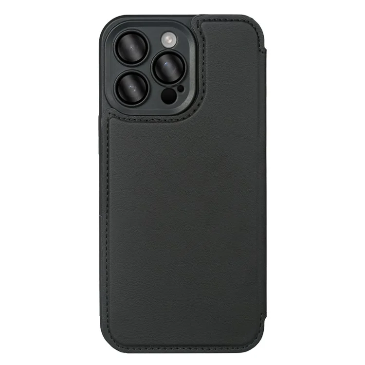 Для iPhone 13 Pro Магнитный чехол RCS Экологичный флипкейс с подставкой RFID-блокировкой - Чёрный