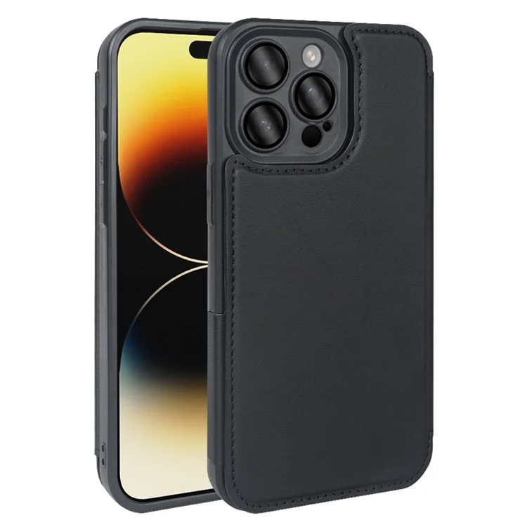 Чехол с магнитной крышкой для iPhone 14 Pro Max, экологичный, с подставкой и блокировкой RFID - Черный