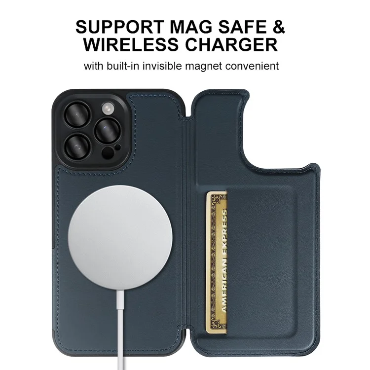 Capa Magnética para iPhone 14 Pro Max RCS Eco Friendly com Suporte e Bloqueio RFID - Azul