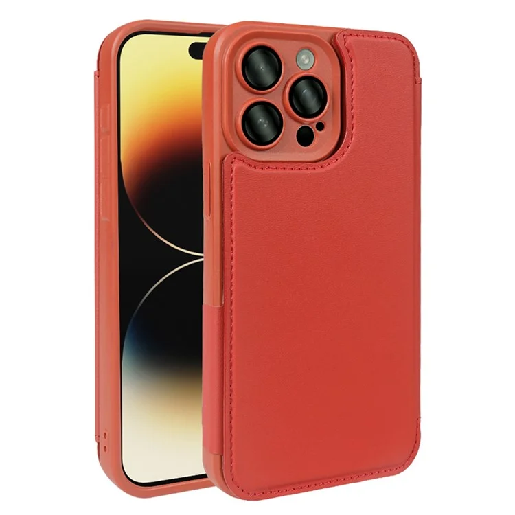 Capa magnética ecológica com suporte para iPhone 14 Pro, com bloqueio RFID - Vermelho