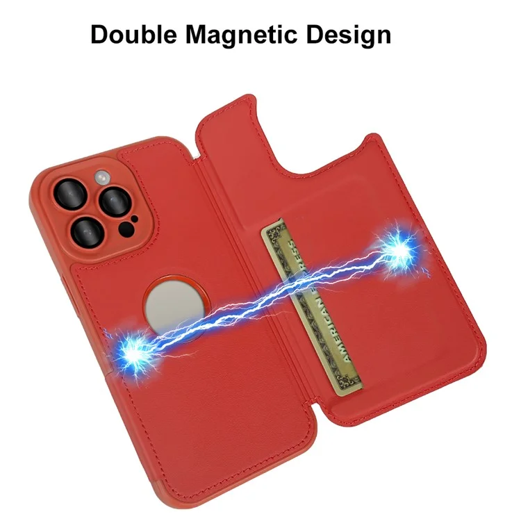 Capa magnética ecológica com suporte para iPhone 14 Pro, com bloqueio RFID - Vermelho